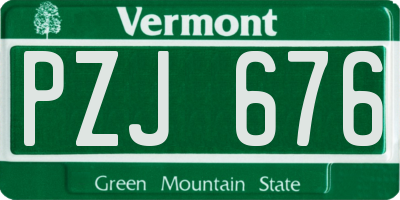 VT license plate PZJ676