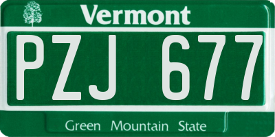 VT license plate PZJ677