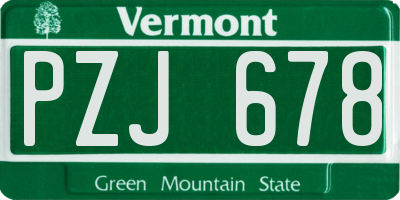 VT license plate PZJ678