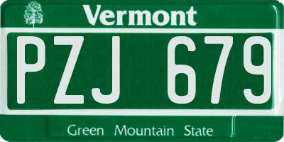 VT license plate PZJ679