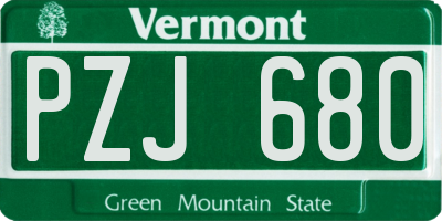 VT license plate PZJ680