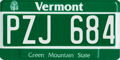 VT license plate PZJ684