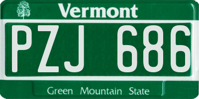 VT license plate PZJ686