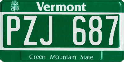 VT license plate PZJ687