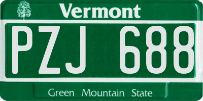 VT license plate PZJ688