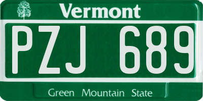 VT license plate PZJ689