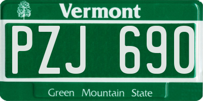 VT license plate PZJ690
