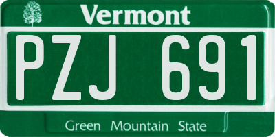 VT license plate PZJ691
