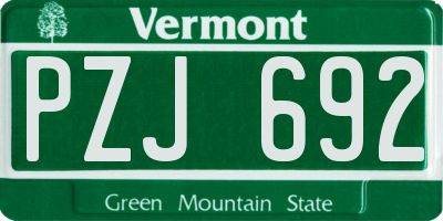 VT license plate PZJ692
