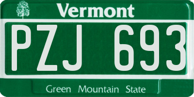 VT license plate PZJ693