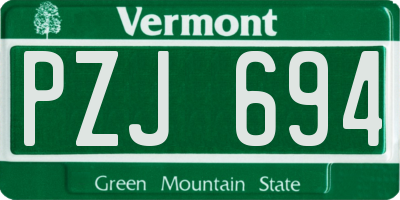 VT license plate PZJ694