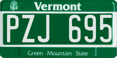VT license plate PZJ695