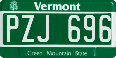VT license plate PZJ696