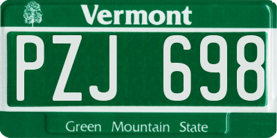 VT license plate PZJ698