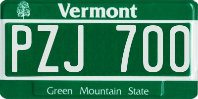 VT license plate PZJ700