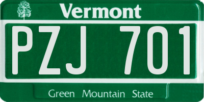 VT license plate PZJ701