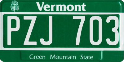 VT license plate PZJ703