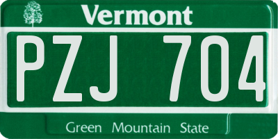 VT license plate PZJ704