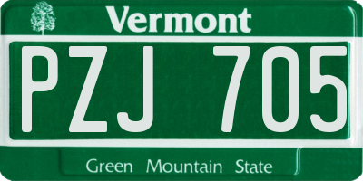 VT license plate PZJ705