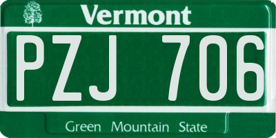 VT license plate PZJ706