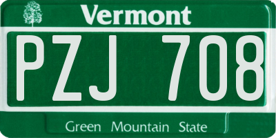 VT license plate PZJ708