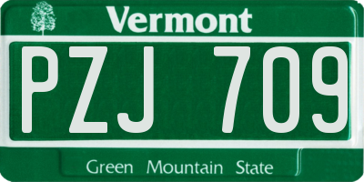VT license plate PZJ709