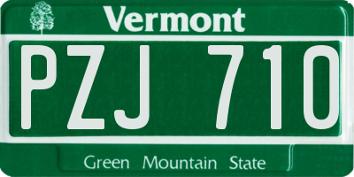 VT license plate PZJ710