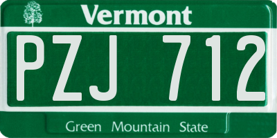 VT license plate PZJ712