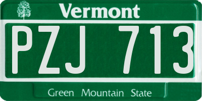 VT license plate PZJ713