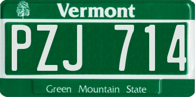 VT license plate PZJ714