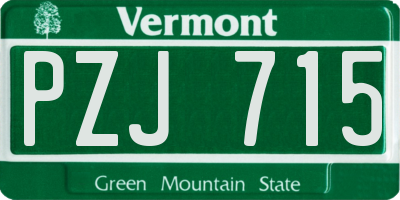 VT license plate PZJ715