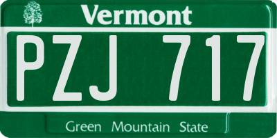VT license plate PZJ717