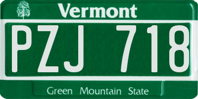 VT license plate PZJ718