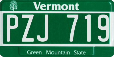 VT license plate PZJ719