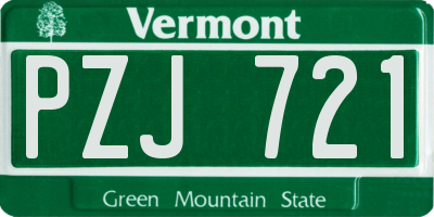 VT license plate PZJ721