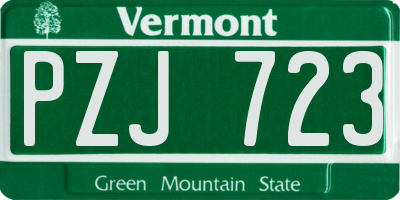 VT license plate PZJ723