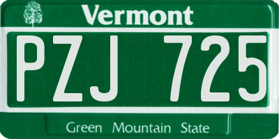 VT license plate PZJ725