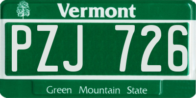 VT license plate PZJ726