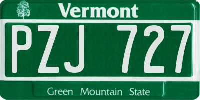 VT license plate PZJ727