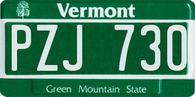 VT license plate PZJ730