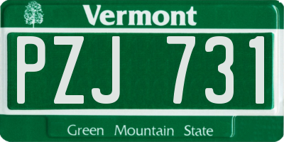 VT license plate PZJ731