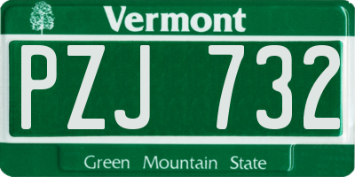 VT license plate PZJ732