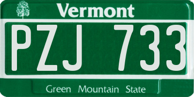 VT license plate PZJ733