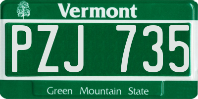 VT license plate PZJ735