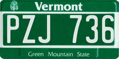 VT license plate PZJ736