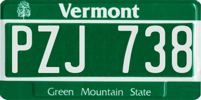 VT license plate PZJ738