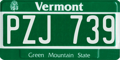VT license plate PZJ739