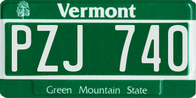 VT license plate PZJ740