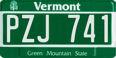 VT license plate PZJ741