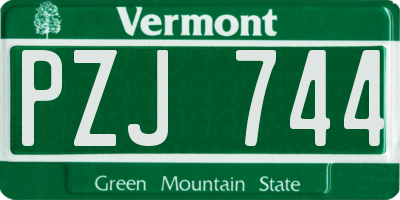 VT license plate PZJ744